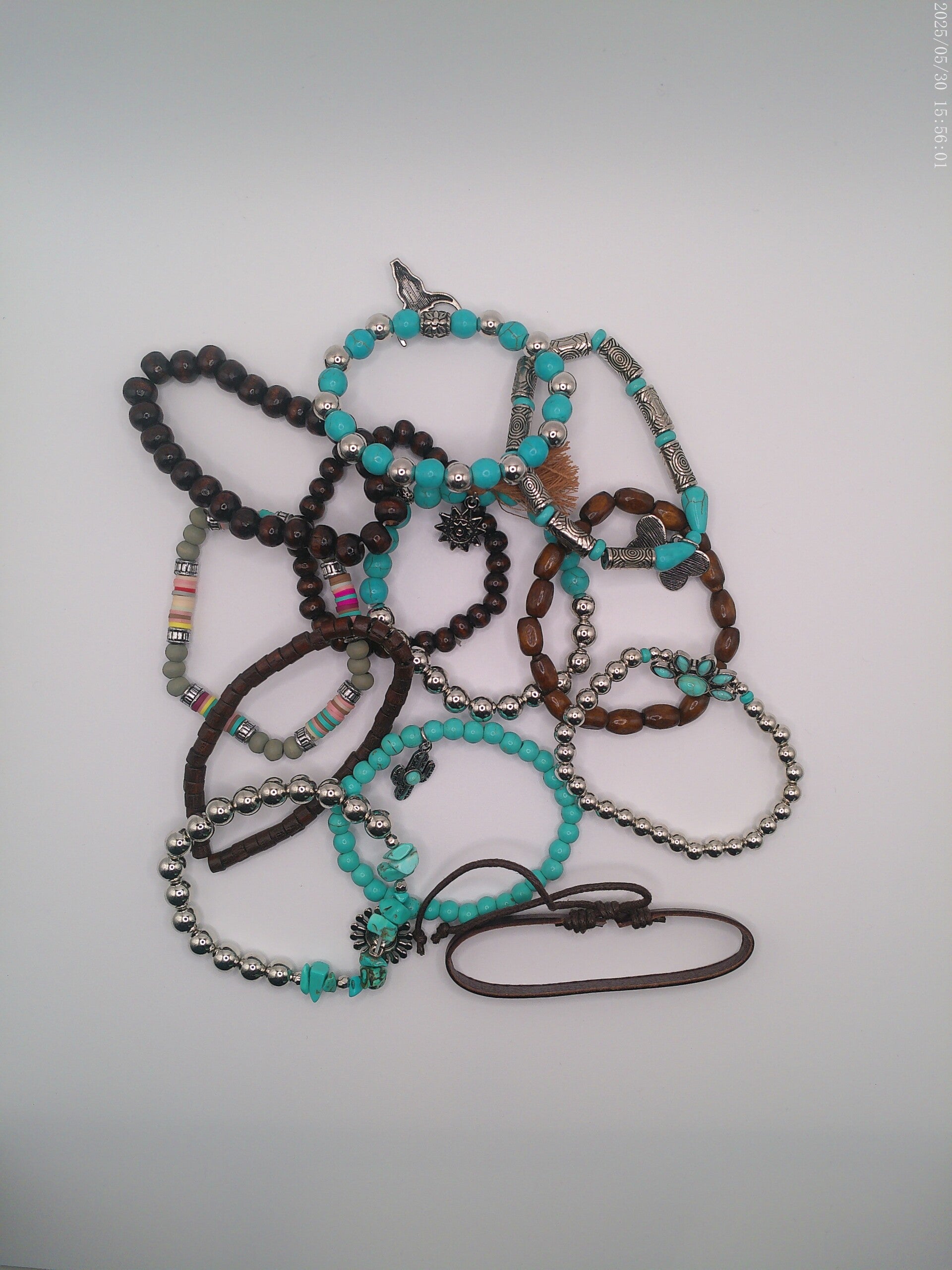 Neuheit Mode Perlen Holzperlen und Leder Armband je 1 Stück