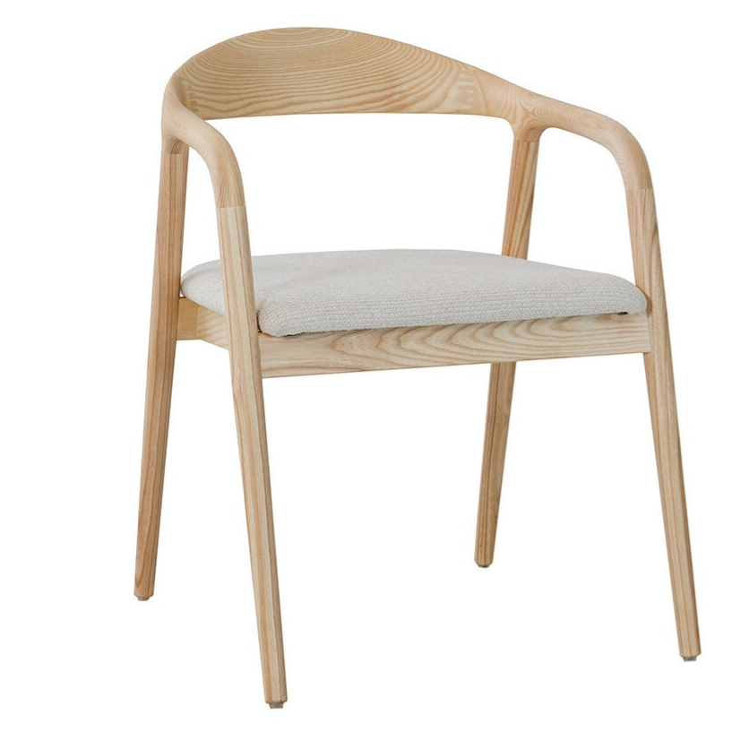 Chaise 'Claire' Frêne Naturel - Tissu Ote Milan Beige