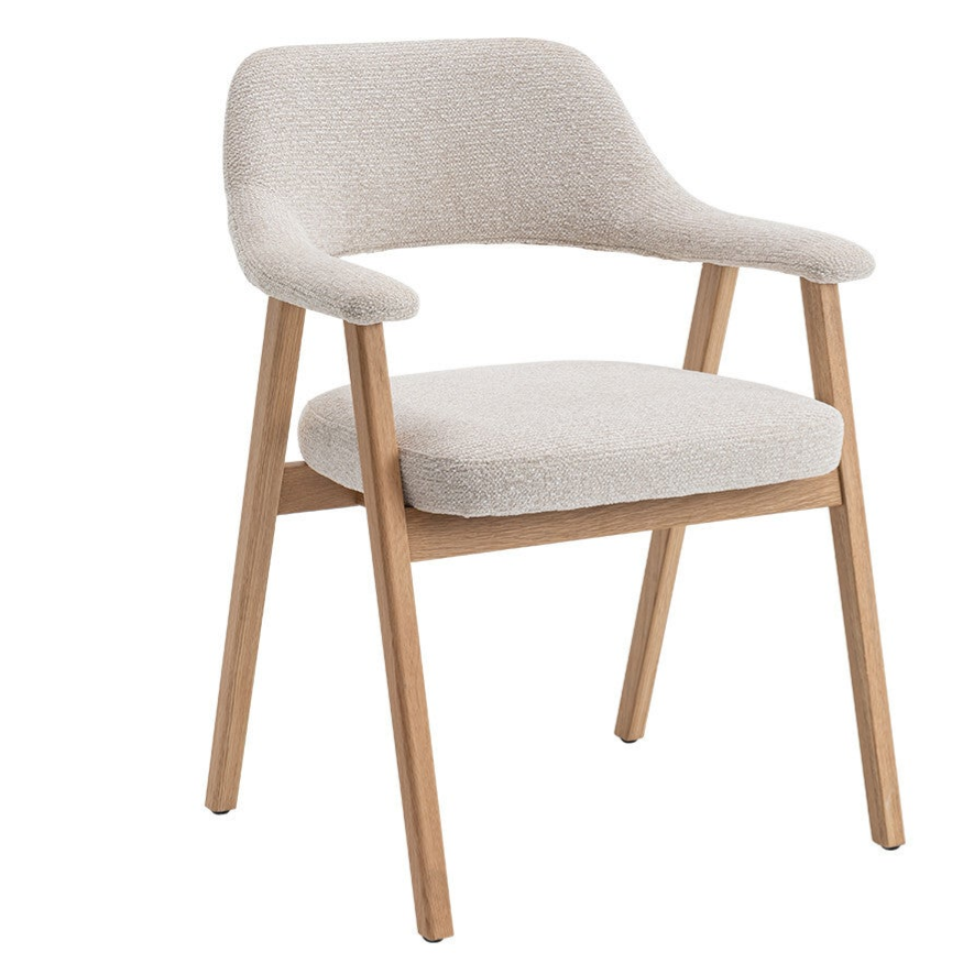 Chaise 'Coralie' Chêne Massif Tissu Ote Milan Beige