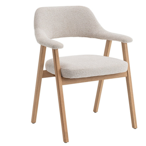Chaise 'Coralie' Chêne Massif Tissu Ote Milan Beige