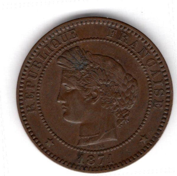 France. 10 Centimes 1871A.