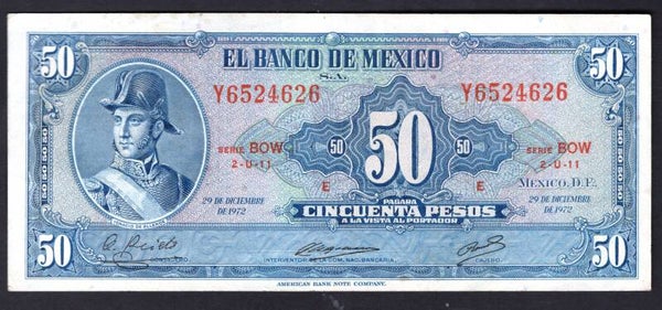Mexico, 50 Pesos, 29-12-1972 Y6524626. GVF.