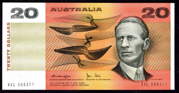 Australia, $20, Knight-Stone (1979). XXL 506311 (WPM 46C). VF-EF.
