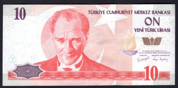 Turkey, 10 New Lira (2005), D84 301507 (WPM 218). Solid Crisp VF.