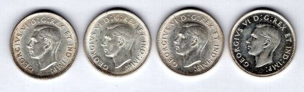Canada, 10 Cents, 1 x 1941-1944. High grade group. DY12184