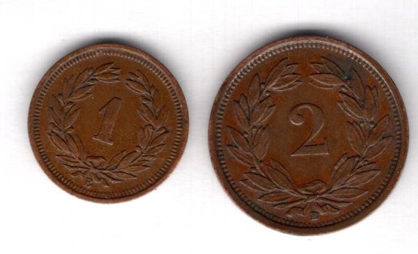 Switzerland. 1 & 2 Rappen 1931.  dy12239