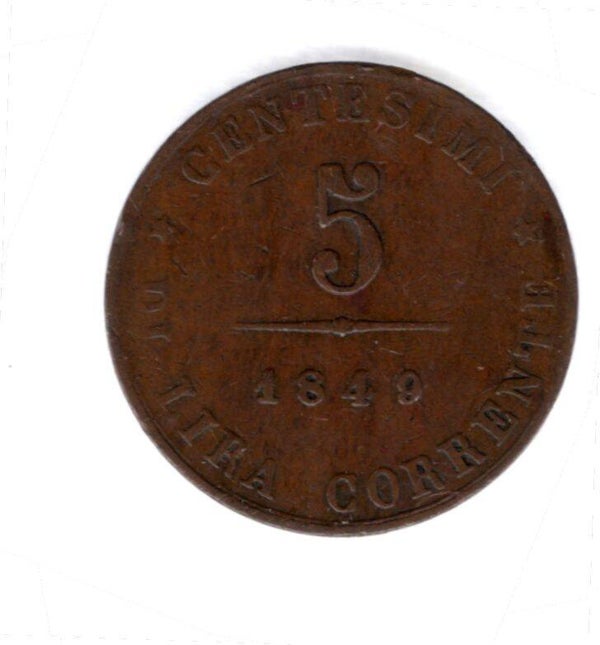 Venice, 5 Centesimi, 1849. Fine. DY12361