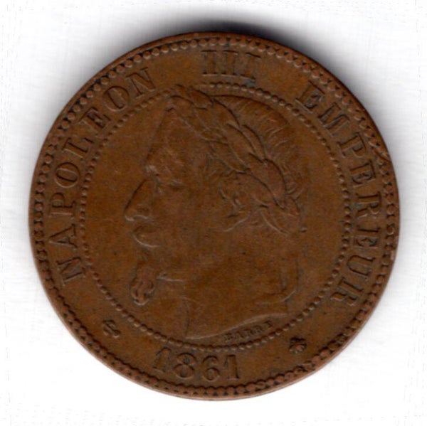 France. 2 Centimes 1861A.