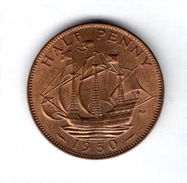 George VI. Halfpenny 1950. AU+.