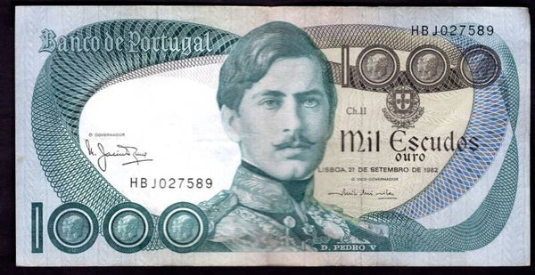 Portugal, 1,000 Escudos, 21-9-1982, HBJ 027589. Crisp NVF.