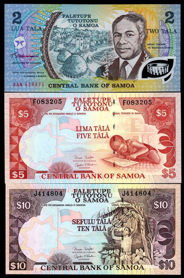 Samoa; Central Bank. 2-100 tala. (2003-05). AU-UNC.