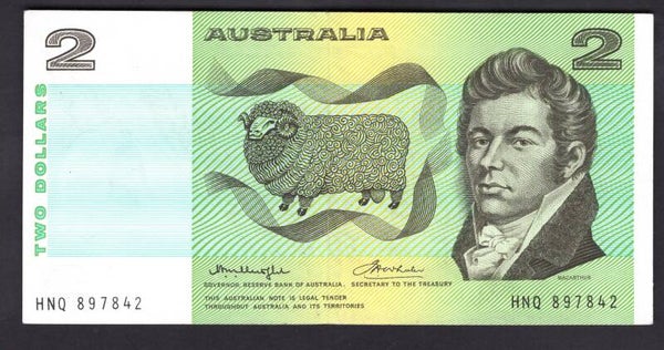 Australia, $2, Knight-Wheeler (1976). HNQ 897842 (WPM 43b1). AU-UNC.