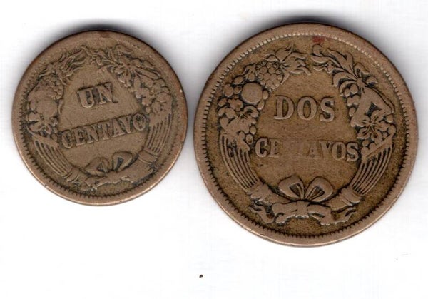 Peru, 1 & 2 Centavos, 1863.  dy12843