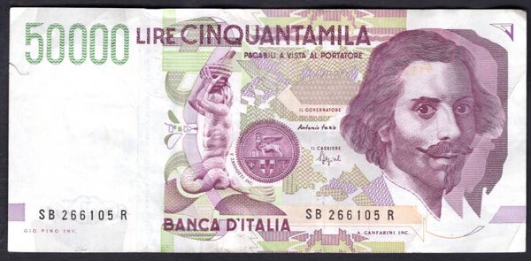 Italy, 50,000 Lire, 1992, SB 266105 R. Crisp GF+.