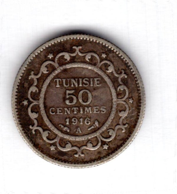 Tunisia. 50 Centimes 1916A.