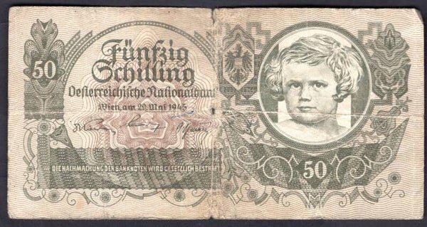 Austria, 50 Schilling, 29-May-1945 (WPM 117). 1517 00081297. GF. dy13209