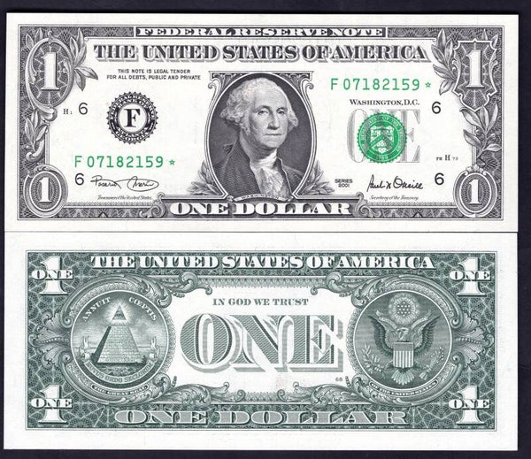 USA, FRN. $1 2001. Atlanta F07182158*. AU-UNC.