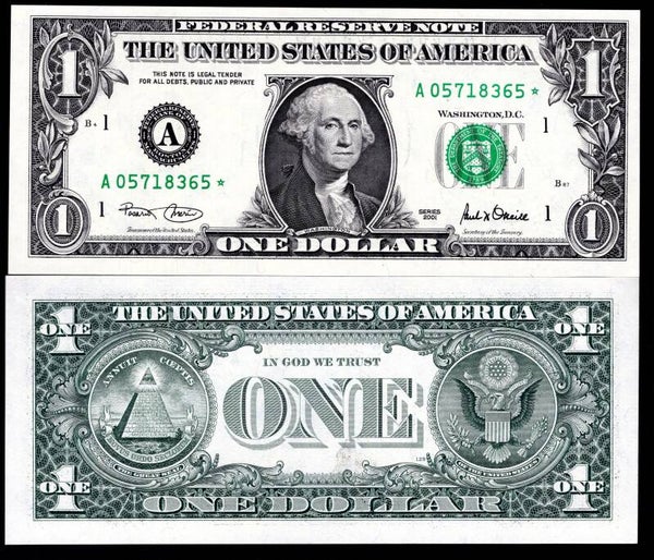 USA, FRN, $1, Boston, 2001, replacement, A------*. AU-UNC.