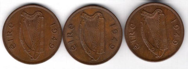 Ireland. Penny 3 x 1949.