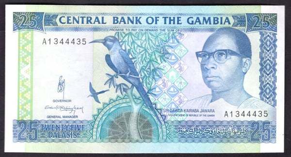 Gambia, 25 Dalasis (C. 1991-95), Series A1. AU.