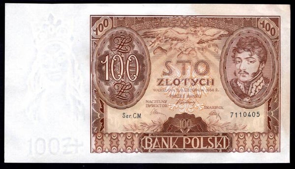 Poland, Bank Polski, 100 Zloty, 1934, series CM. VF-EF.