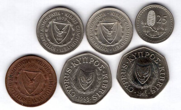 Cyprus.  Six high grade coins.    dy13353
