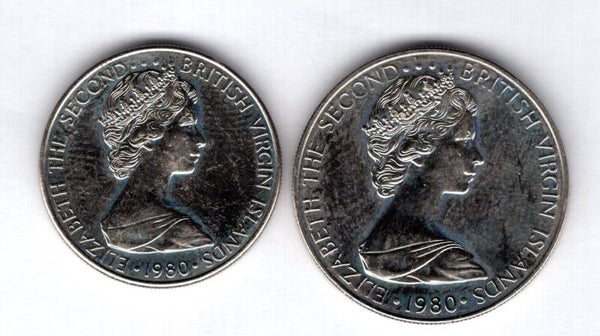 British Virgin Islands, 10 & 25 Cents 1980.