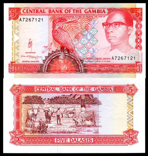 Gambia, 5 Dalasis (1991), series A (WPM 12a). EF. DY13369