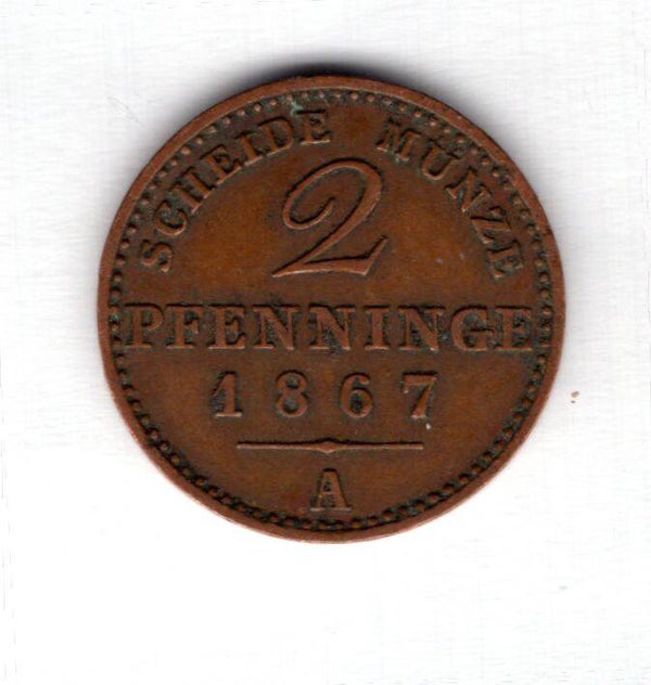 Prussia. 2 Pfennig 1867A.   dy13378