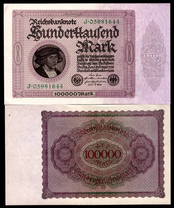 Germany, 100,000 Mark, 1-2-1923. VF-EF. DY13391
