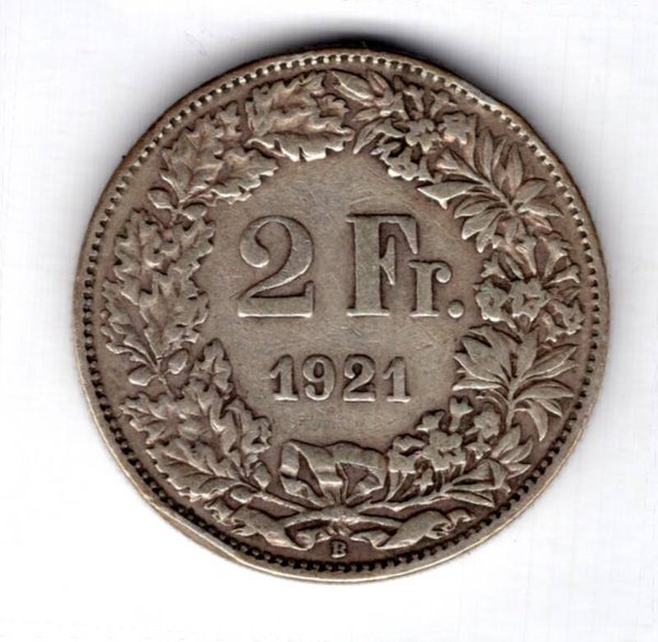 Switzerland. 2 Francs 1921.   dy13452