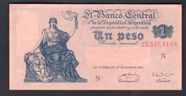 Argentina. Peso (1948-51). (WPM 257). 25,525,513N. Crisp VF.