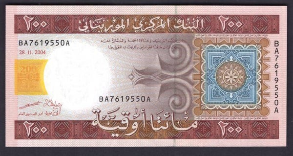 Mauritania. 200 Ouiguiya 2004 BA7619550A UNC.   dy13523