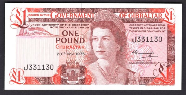 Gibraltar, £1, 20-11-1975 (WPM 20a). J331130. AU+.