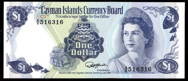 Cayman Islands, $1, Law 1974 (WPM 5e). A/6 516316. UNC.