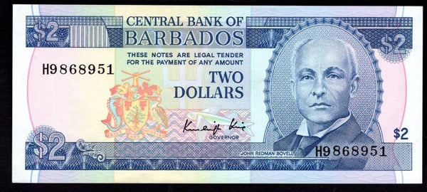 Barbados, $2, King Signature (1986) (WPM 36), H9 868951. EF.