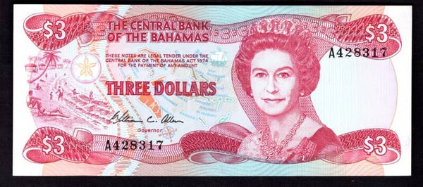 Bahamas, $3, (Iss; 1984) (WPM 44). A428317. GVF+.