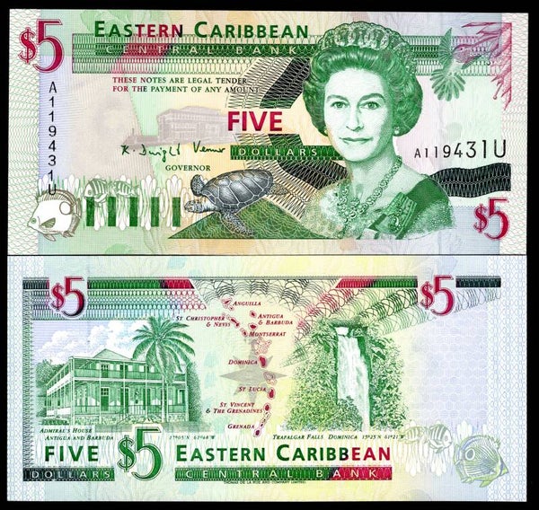 Eastern Caribbean, Anguilla, $5 (1994) (WPM 31U). Series A----U. UNC.