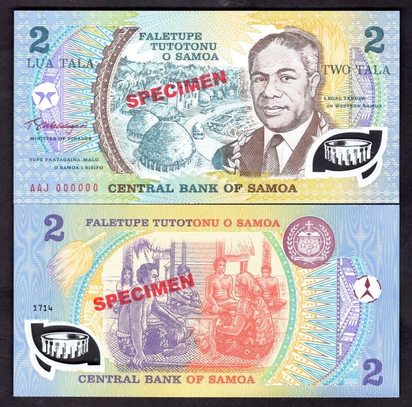 Samoa, 2 Tala (2003), Specimen, series AAJ 000000 (WPM 31s). AU-UNC.