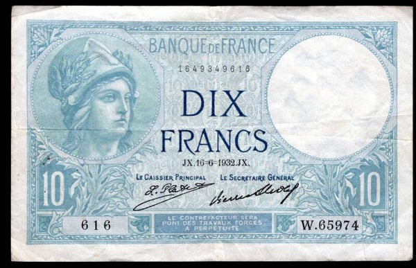 France, 10 Francs, 16-6-1932 (WPM 73d) 1649349616. Crisp F-VF.
