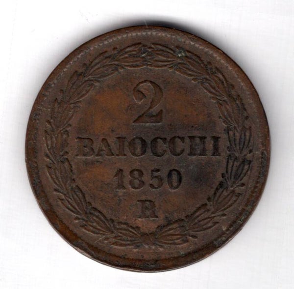 Vatican. 2 Baiocchi 1850R.  dy13867