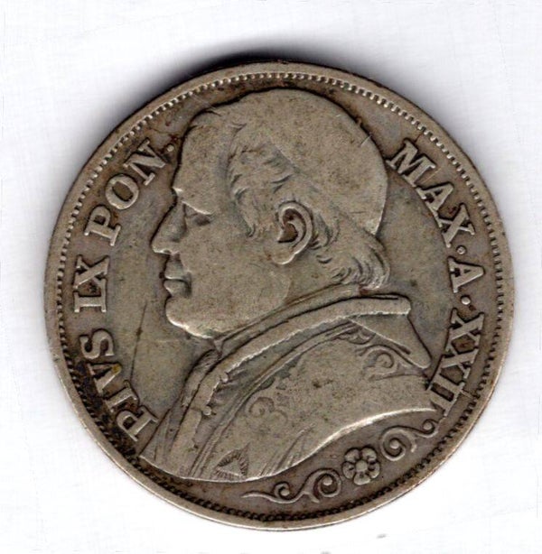 Italy. Vatican. 2 Lire 1867.   dy13899