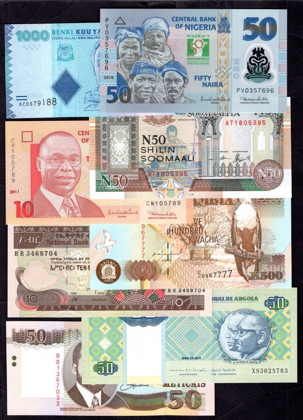 Africa, 20 higher grade banknotes.
