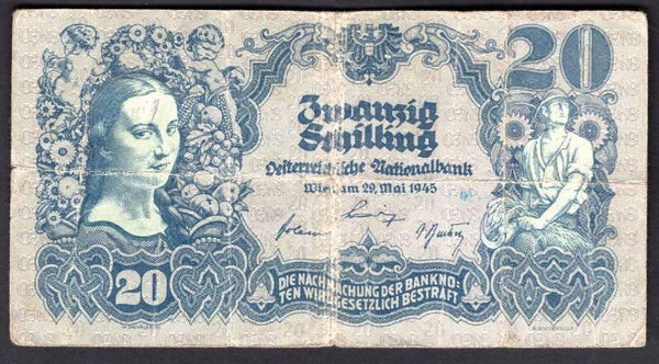 Austria, 20 Schilling, 1945 (WPM 116). 1271 05974. GF.