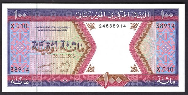 Mauritania, 100 Ouguiya, 1993 (WPM 4f). 24638914. AU-UNC.