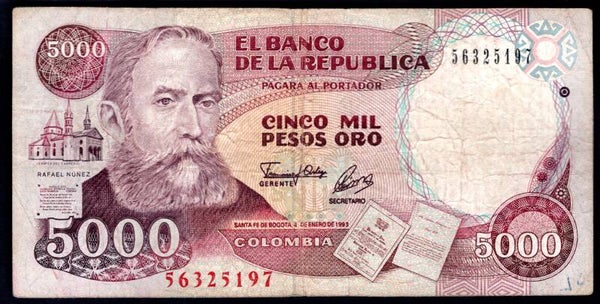 Colombia, 5,000 Pesos, 4-1-1993 (WPM 436A). 56325197. GF.
