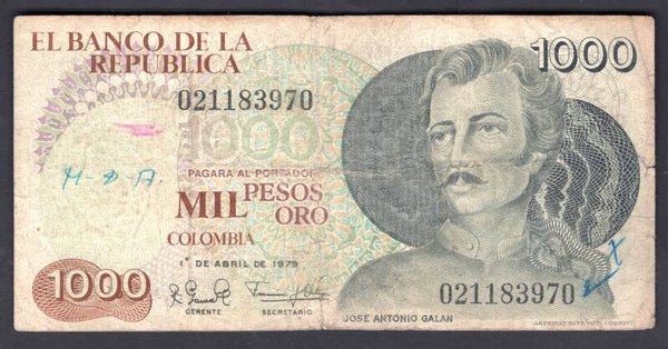 Colombia, 1,000 Pesos, 1-4-1979 (WPM 421). 021183970. GF.