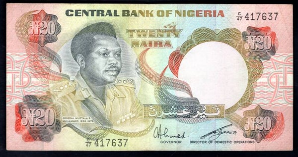 Nigeria, 20 Naira (C.1984) (WPM 18e), C/47 417637. Crisp F-VF.