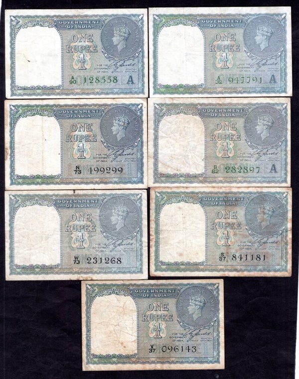 India, 7 x 1 Rupee. 1940. DY14074