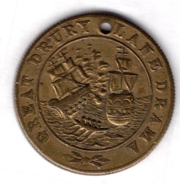 The Armada 1588-1888. Drury Lane Production. Advertising Token. Pierced.